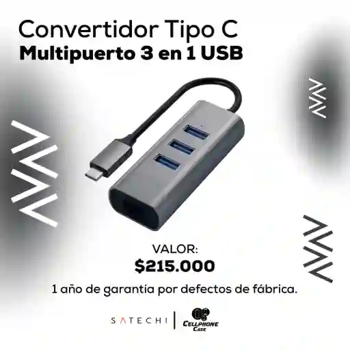 Convertidor Tipo C Multipuerto 3 En 1 Usb