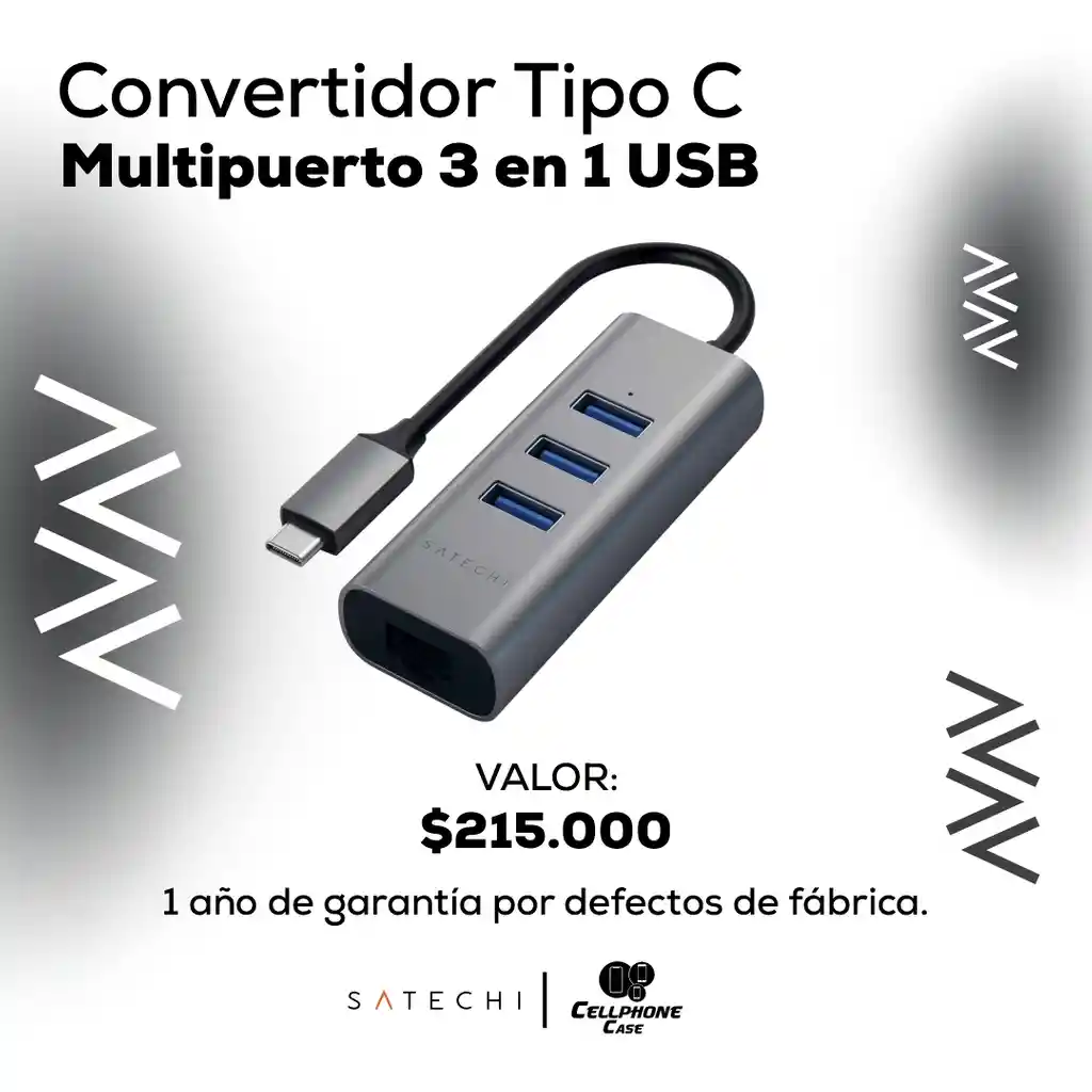 Convertidor Tipo C Multipuerto 3 En 1 Usb