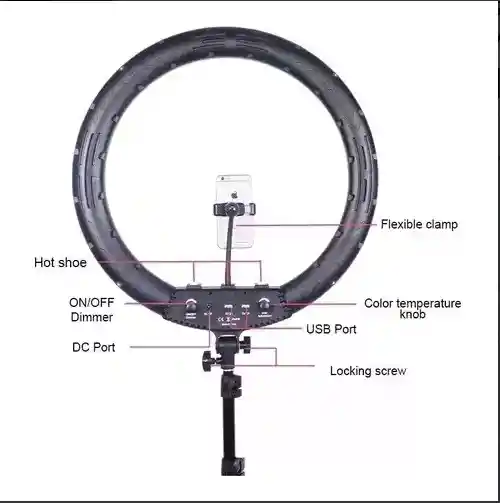 Aro De Luz Led Diámetro 53cm Incluye Trípode 2 Mt + Maletín