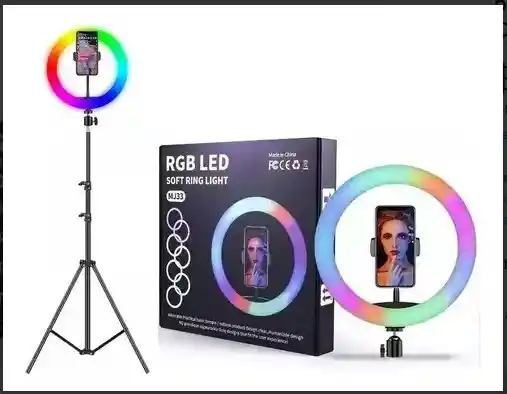 Aro De Luz 36 Cm Rgb + Trípode 2m + Soporte Para Celular