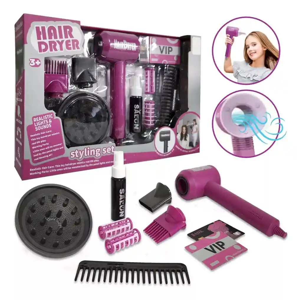 Kit Cepillo Secador Para Niñas