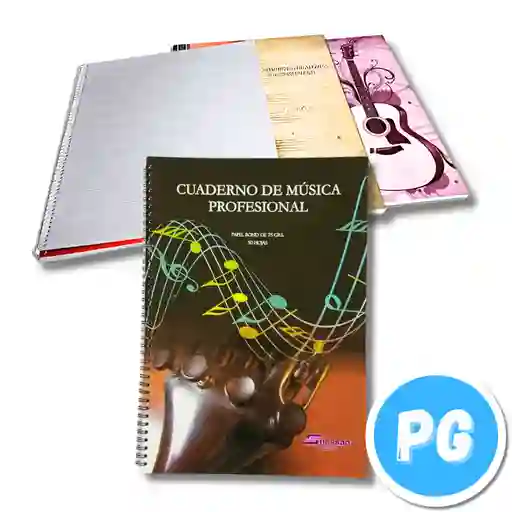 Cuaderno Musical Pentagramado Profesional Grande Argollado Tamaño Oficio