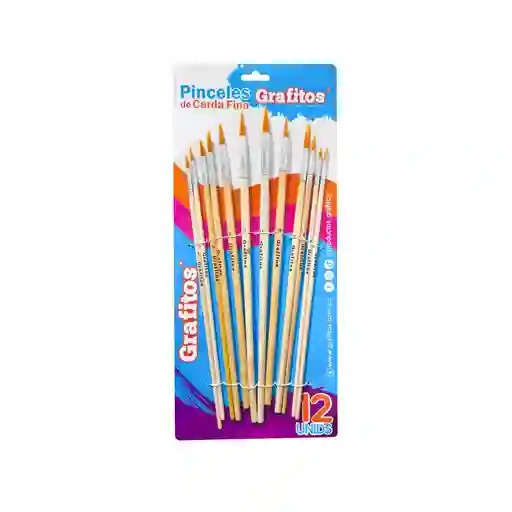 Set Pincel Madera Grafitos Redondo X 12