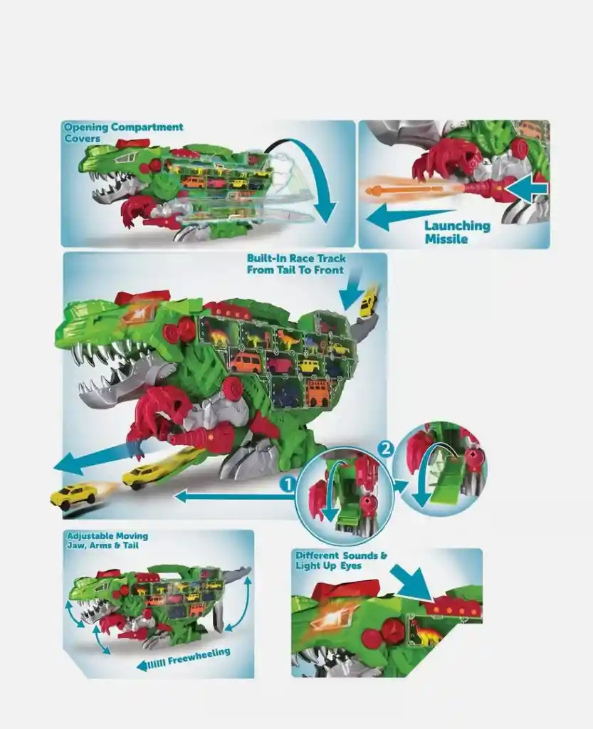 Juego De Transporte De Vehículos Con Dinosaurios De Kid Connection, 18 Piezas