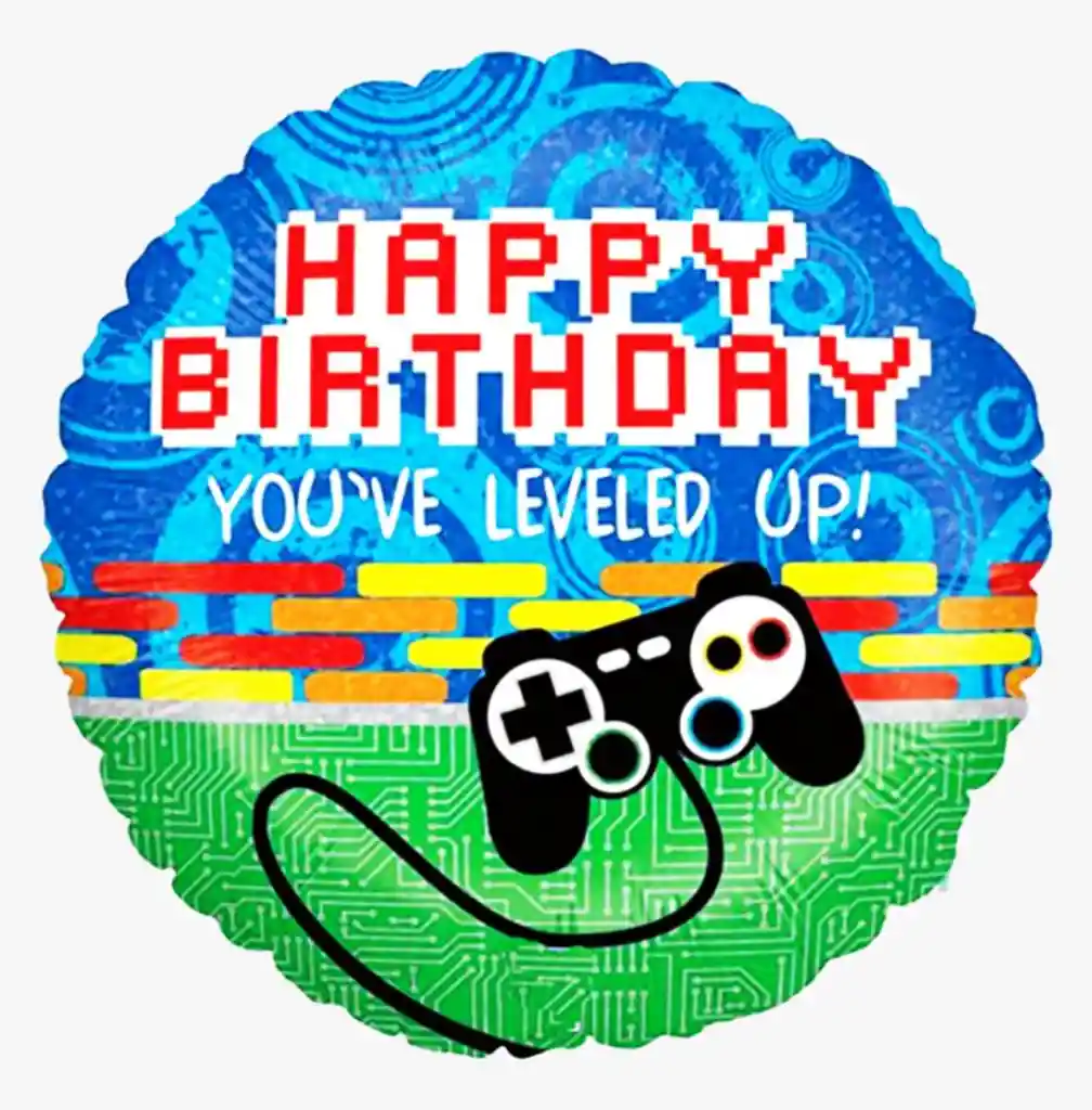 Globo Happy Birthday Para Gamer 18 Pulgadas (motivo Videojuegos) (sin Inflar)