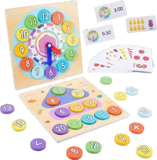 Juguete Set De Numeros Y Reloj Madera