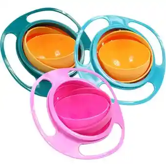 Plato Gyro Bowl Antiderrame 360 Niños Bebe Taza Giratoria Rosa