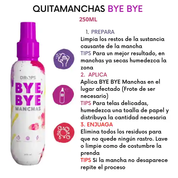 Bye Bye Quitamanchas 250ml Drops