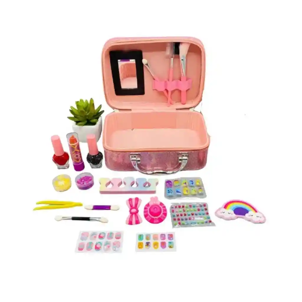 Maleta Kit De Maquillaje Sirena Para Niñas Juguete Esmaltes