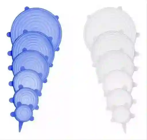 Tapas Silicona Ollas Recipientes Pack X 6 Cocina Frutas