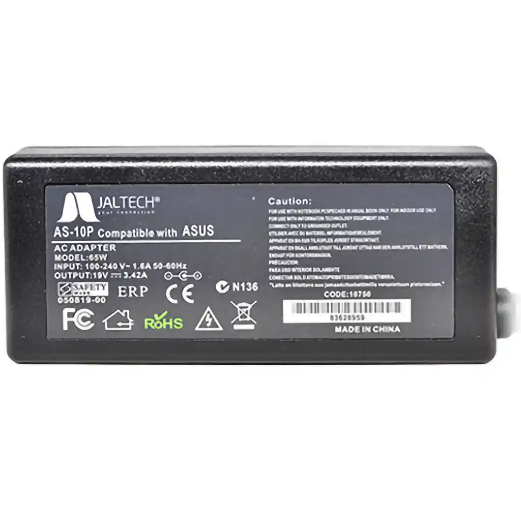 Cargador Para Asus 19v 3,42a 65w 4.0×1.35 Negra Jaltech As11mp