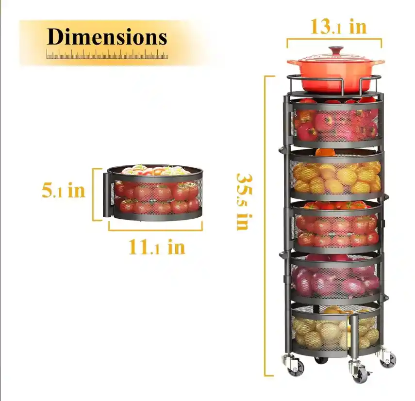 Carrito De Almacenamiento Giratorio De 5 Niveles