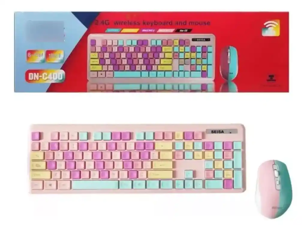 Teclado Para Pc Inalambrico Con Mouse Pink Colors Original