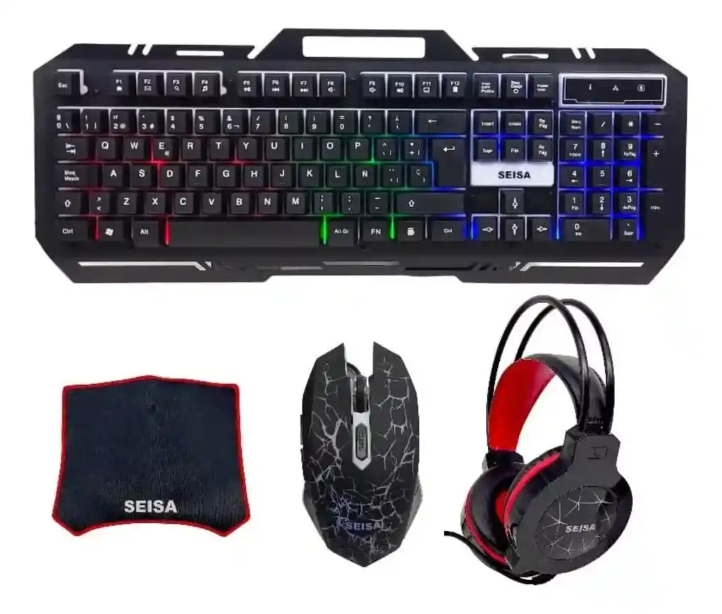 Combo Gamer Kit Teclado Mouse Diadema Pad Mouse Rgb Gamer