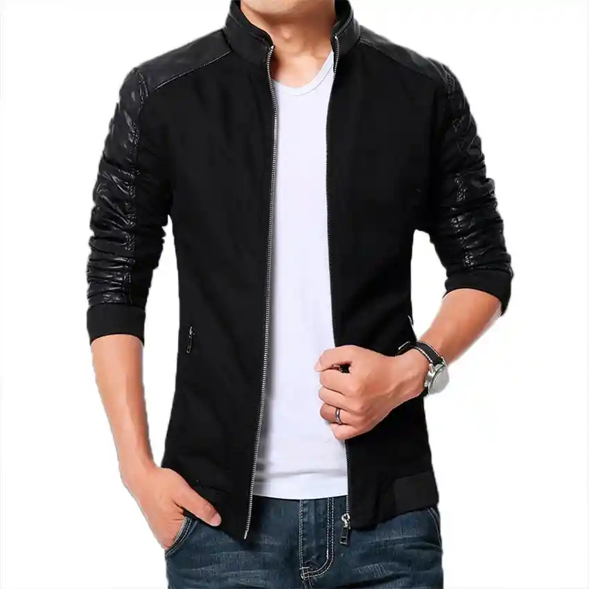 Chaqueta Hombre Cuero Drill - Negro