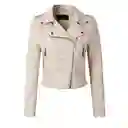 Chaqueta Mujer Cuero Sintético-beige