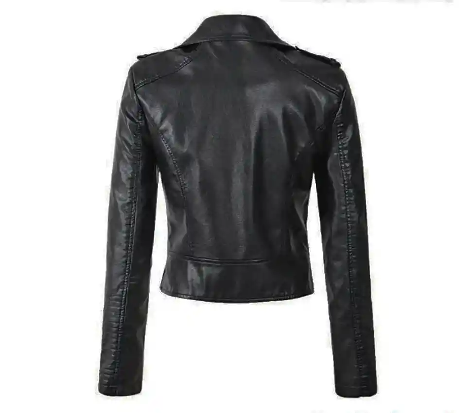 Chaqueta Mujer Cuero Sintético-negro