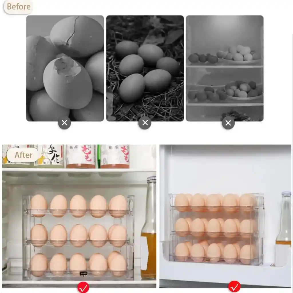 Organizador De Huevos De 3 Niveles Para 30 Huevos