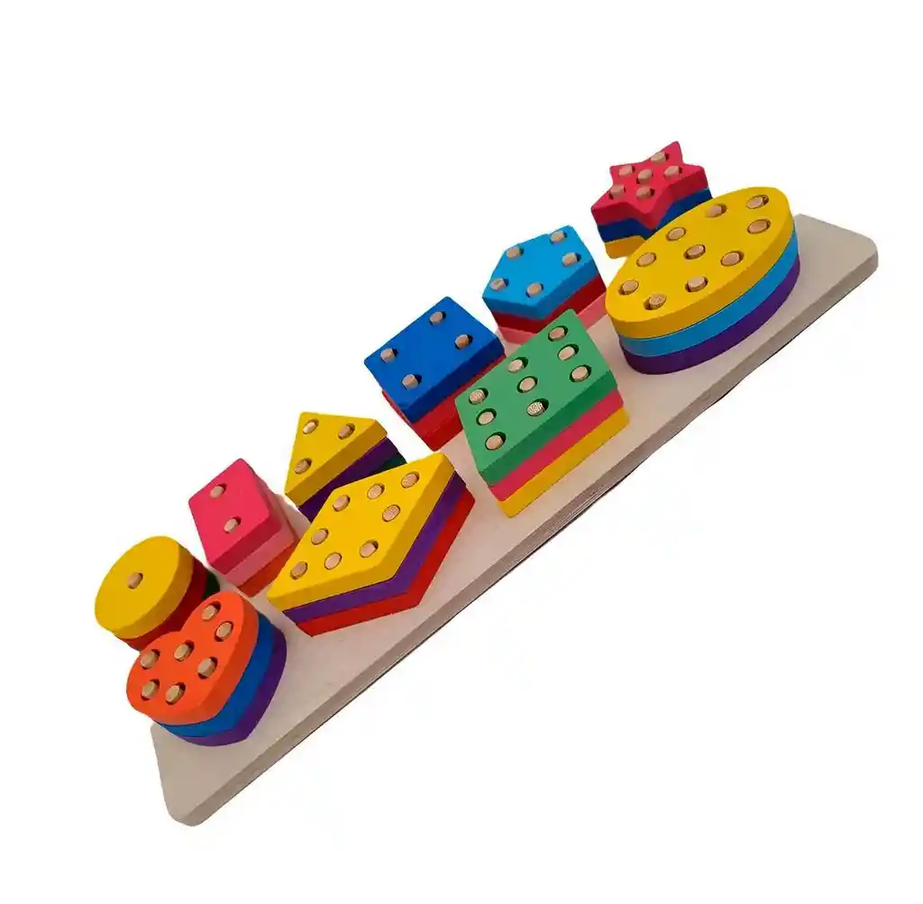 Juego Set Columnas Encastre Figuras Geometria Desarrollo