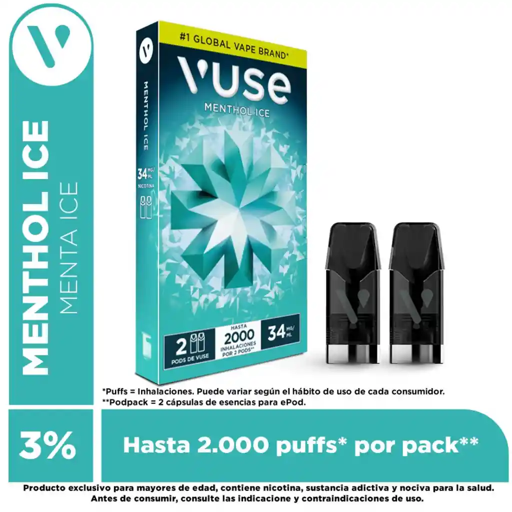 Vuse Pro Blue + Capsula Menthol Ice 34mg