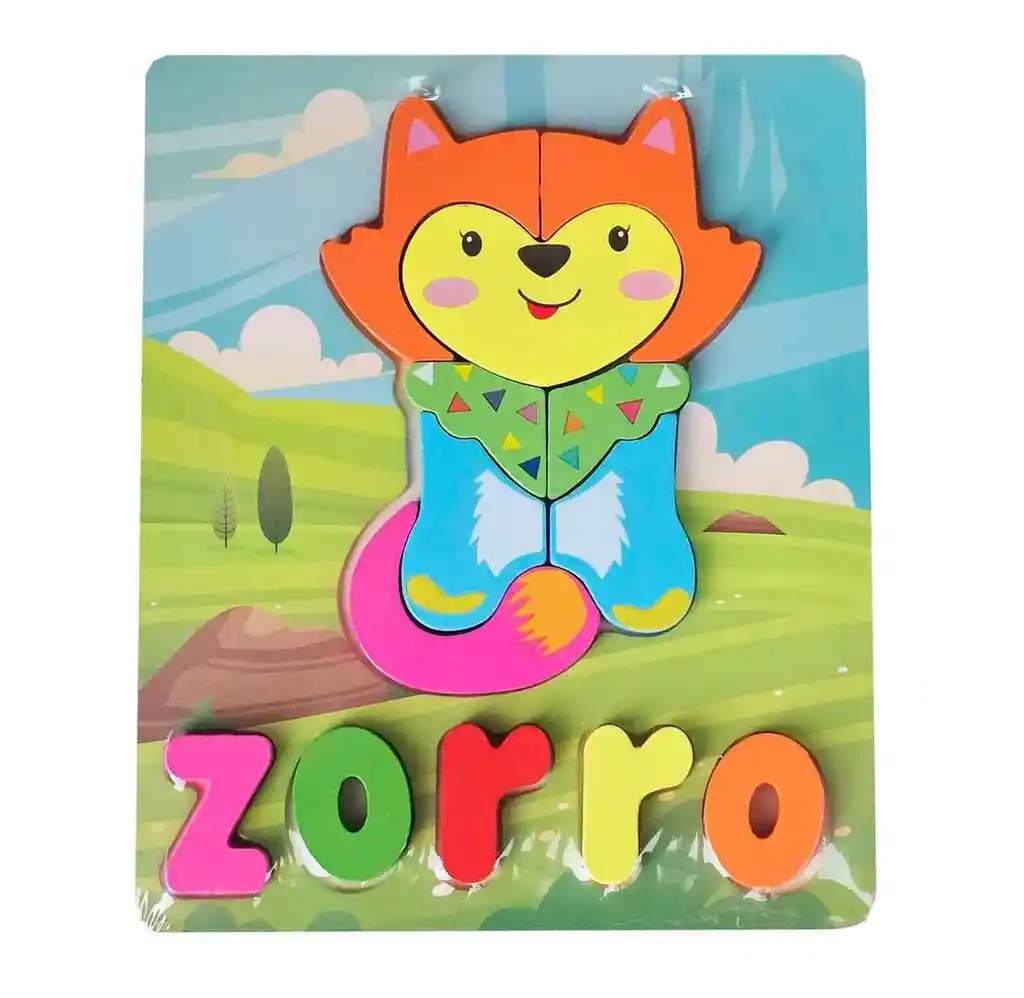 Rompecabezas Didáctico Multicolor Figura Zorro Letras Niños