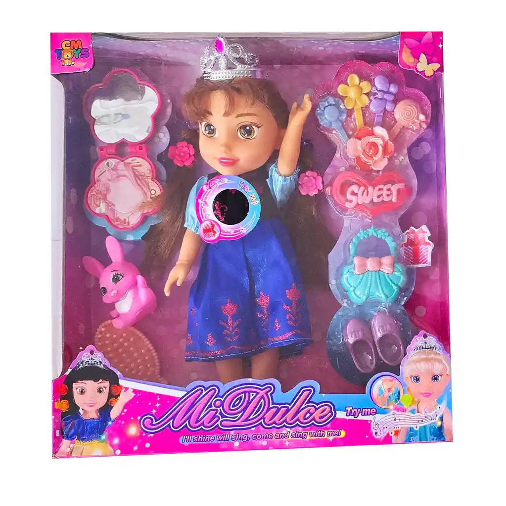 Muñeca Princesa Vestido Negro Cuento De Hadas Accesorios