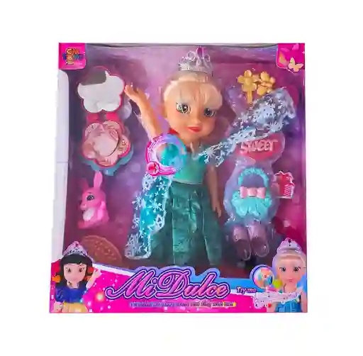 Muñeca Princesa Vestido Turquesa Cuento De Hadas Accesorios
