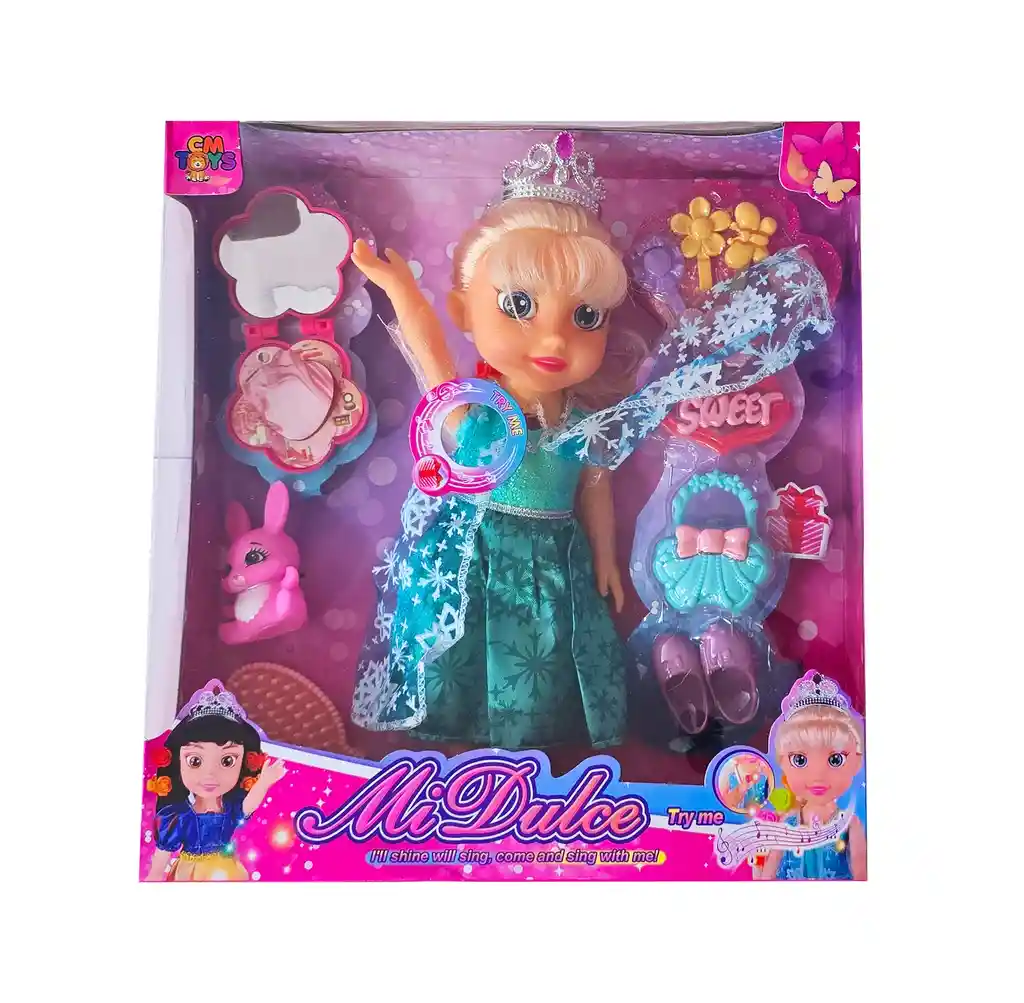 Muñeca Princesa Vestido Turquesa Cuento De Hadas Accesorios