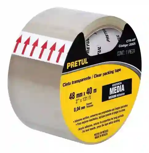 Cinta Transparente Uso General Pretul 48mmx40metros