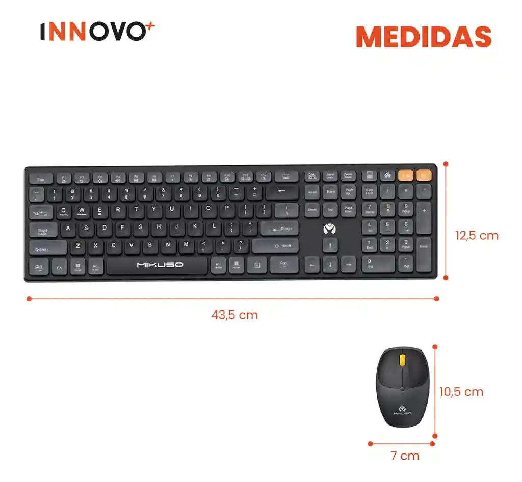 Teclado Para Pc Inalambrico Con Mouse Mikuso Black Edicion