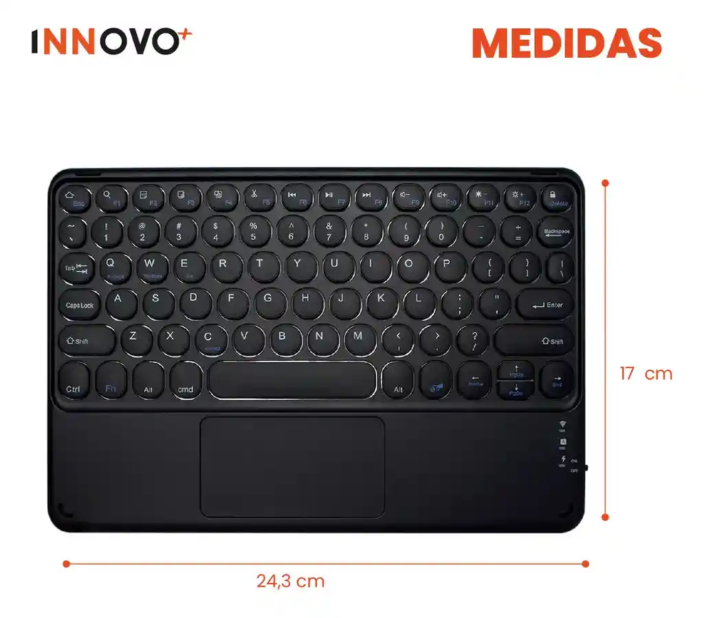 Teclado Pc Mac Tv Bluetooth Touchpad Black Tetra Pak Innovo