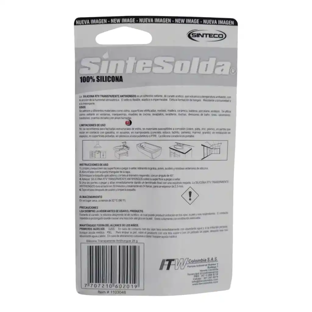 Silicona Transparente 28gr Sinteco