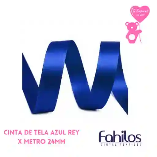 Cinta X Metro Raso O De Tela Azul Rey 24mm Delgada