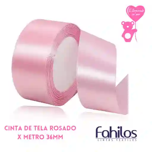 Cinta X Metro Raso O De Tela Rosado Claro 36mm Ancha