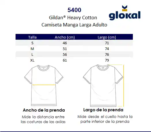 Gildan Camiseta Manga Larga Cuello Redondo Azul Marino Talla S