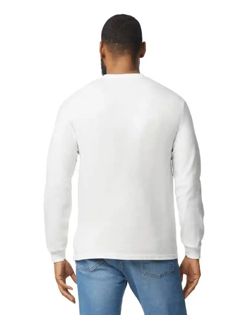 Gildan Camiseta Manga Larga Cuello Redondo Blanco Talla S