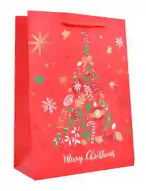 Bolsa De Regalo Navidad Roja M 18 X 24 X 8,5 Cm