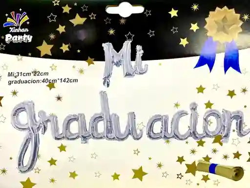 Letrero Mi Graduacion Inflable Plateado Cursivo