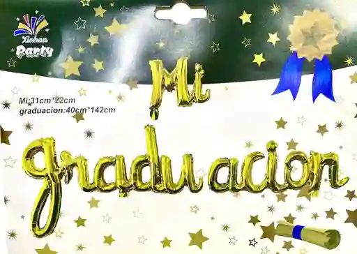 Letrero Mi Graduacion Inflable Dorado Cursivo