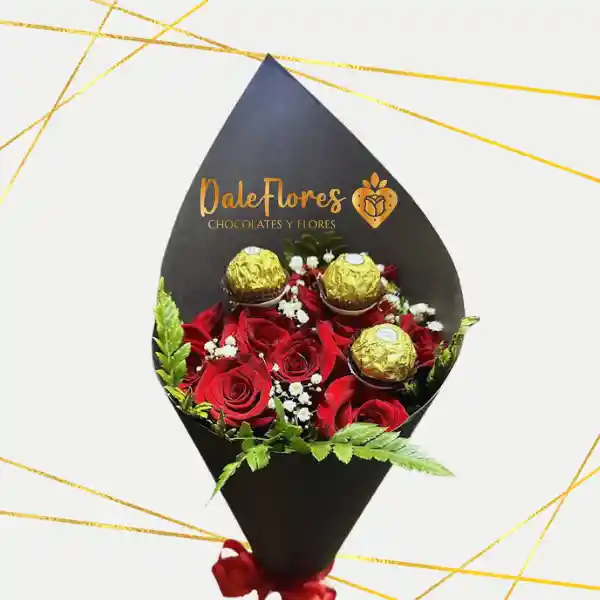 Bouquet De Rosas Y Chocolates