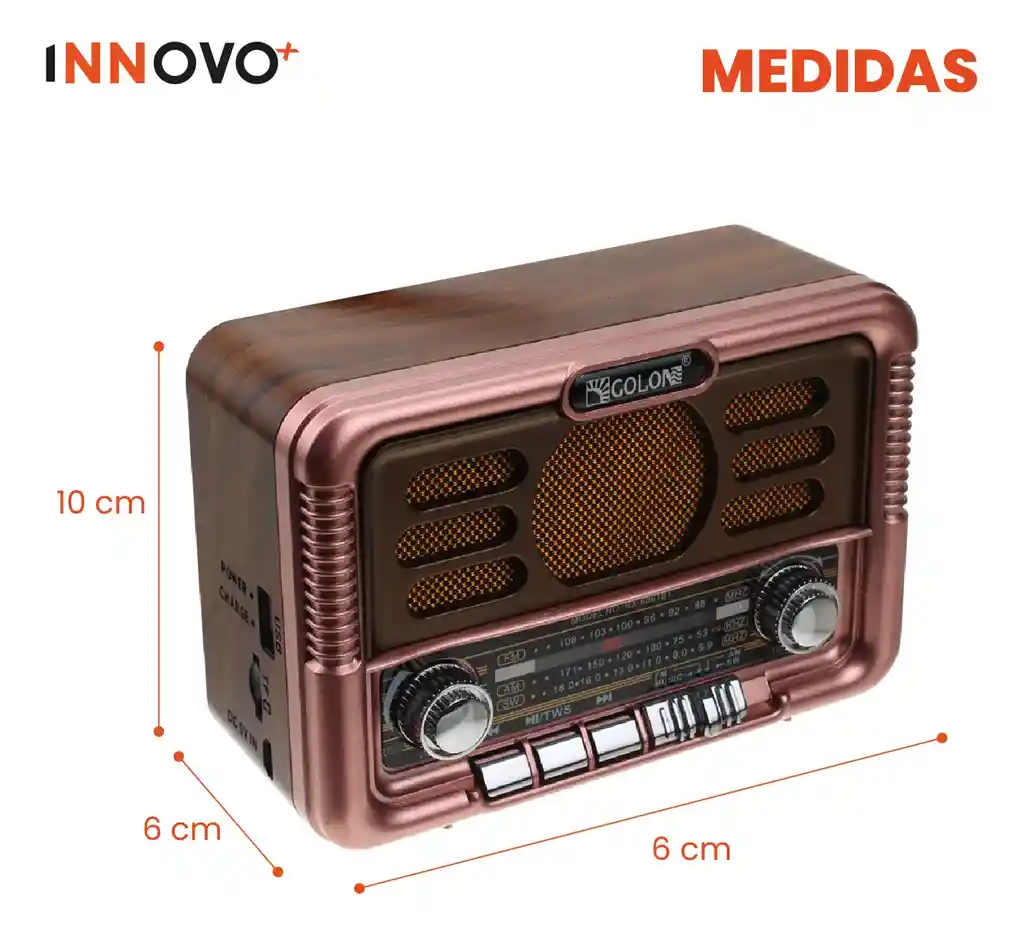 Radio Clasico Am Fm Bluetooth Con Panel Solar Tws