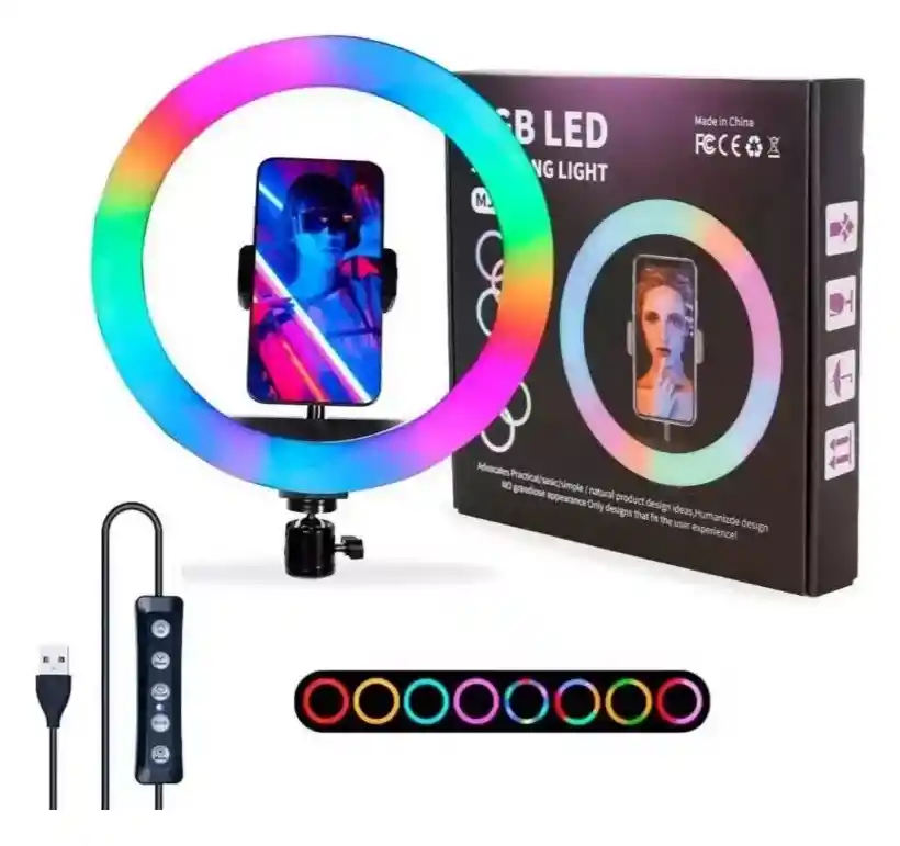 Aro Luz Rgb Led Mj26 Celular 26cm Selfie Tiktok