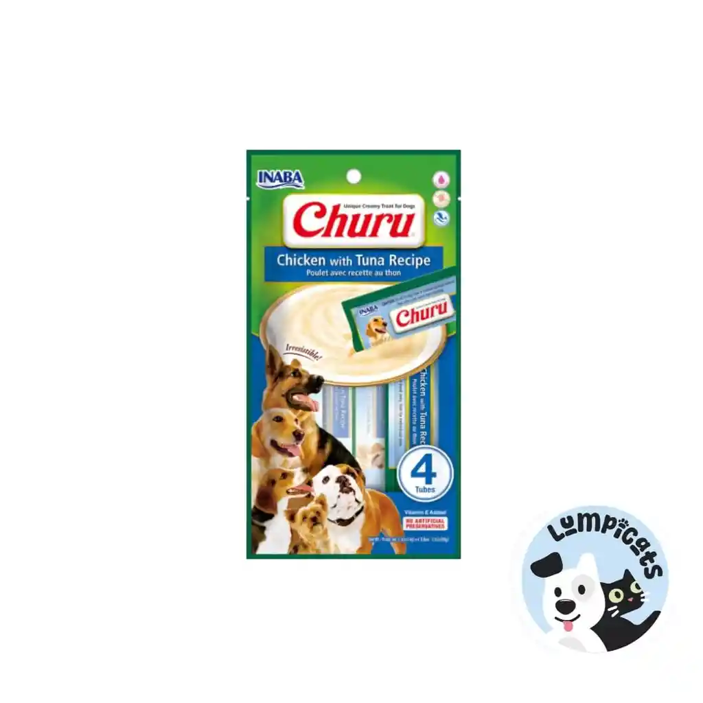 Inaba Dog Snack Churu 4 Piezas - Chicken With Tuna - Pollo Y Atun 56 Gr