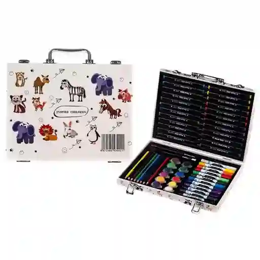 Set Maleta Arte Niños Color Crayon Pintura Inspiracion Arte
