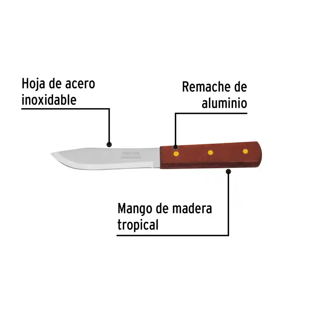 Cuchillo Cebollero 5" Mango De Madera, Pretul