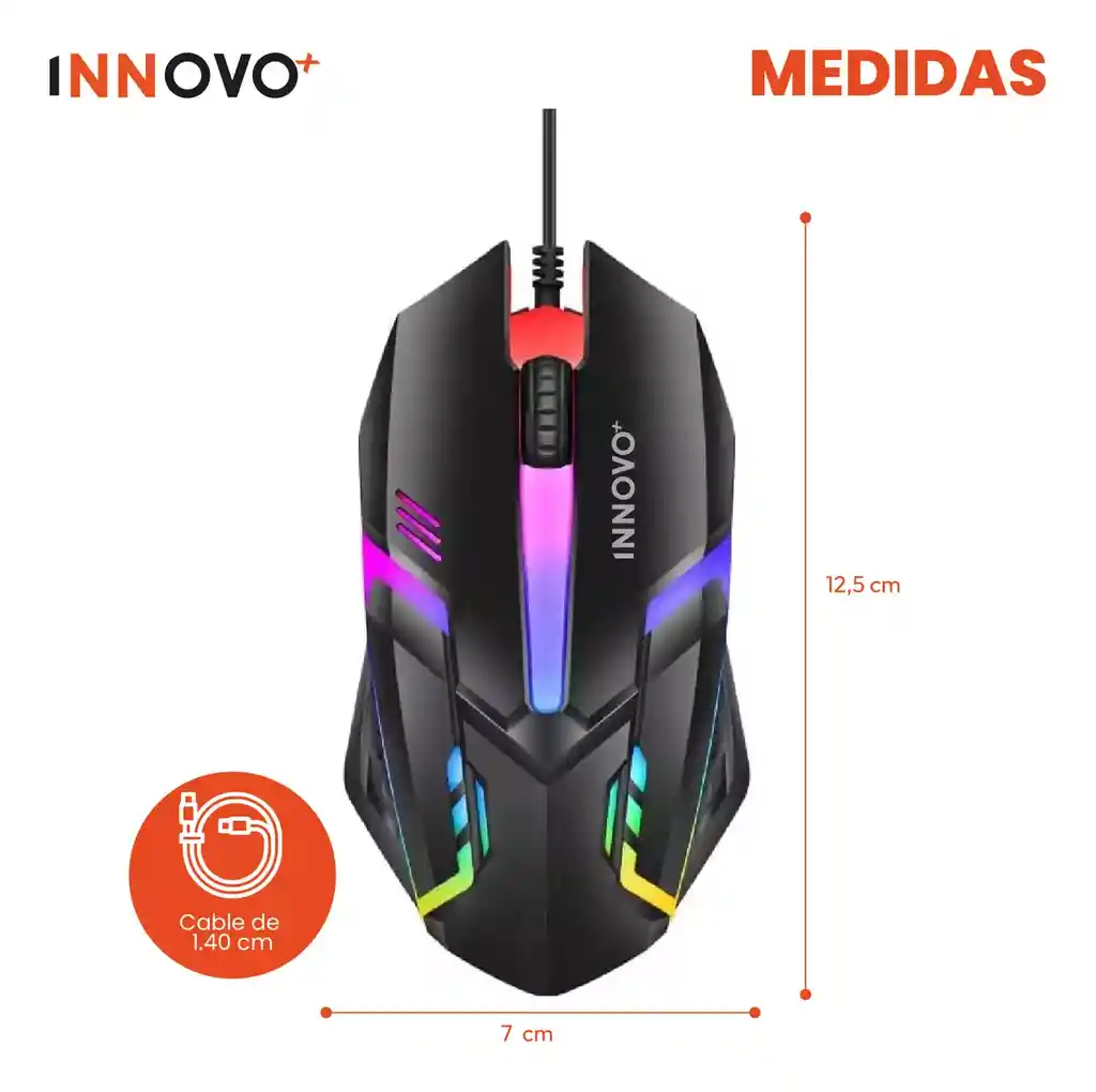 Mouse Usb Para Pc Rgb Universal Ergonómico Mikuso Gamer