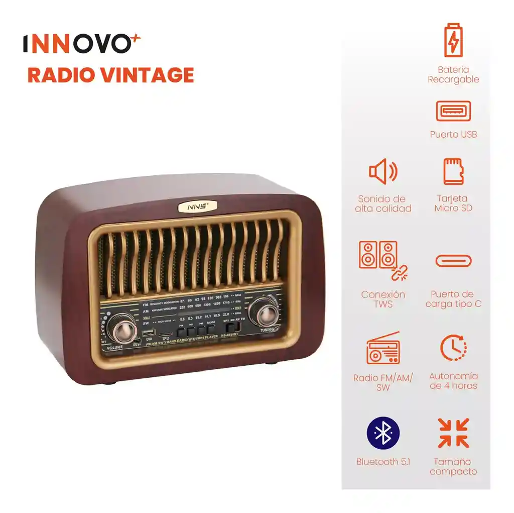 Radio Parlante Mega Sound Tws Am Fm Bluetooth Potente