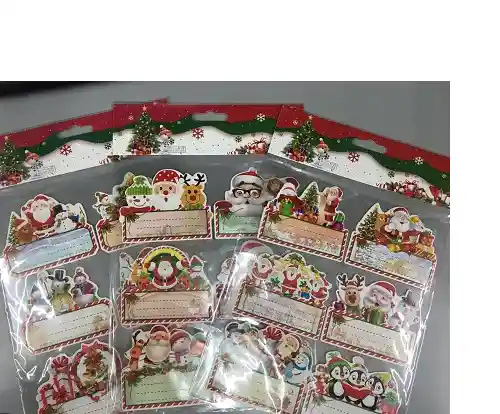 Tarjeta De Navidad Adhesiva X6 Unidades De 8x7 Cm Surtido