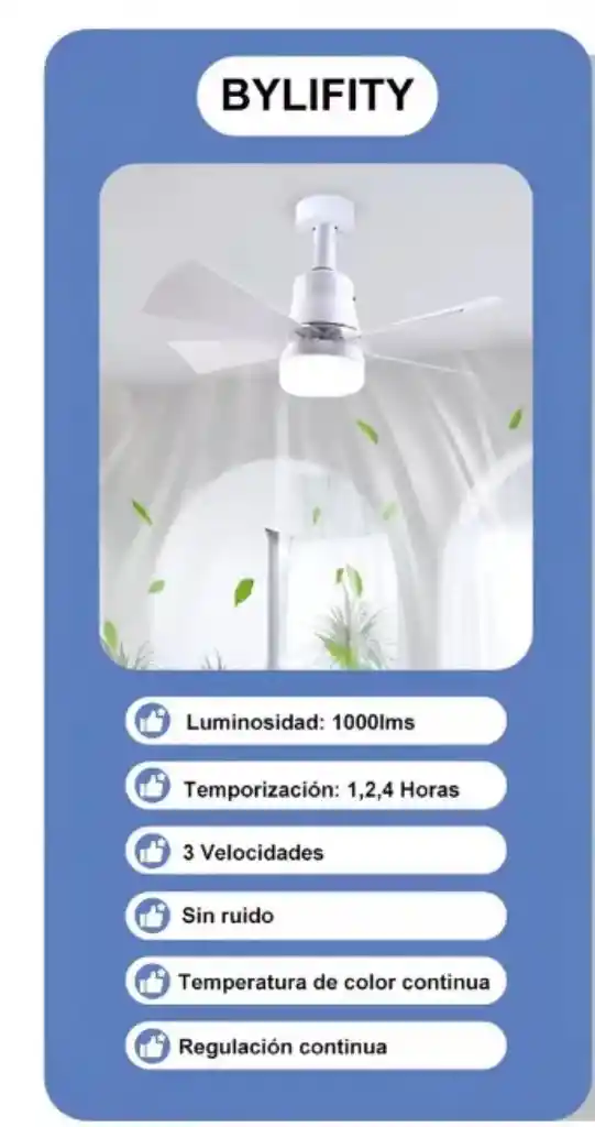 Lampara Ventilador De Techo Con Rosca Y Control Remoto Luces