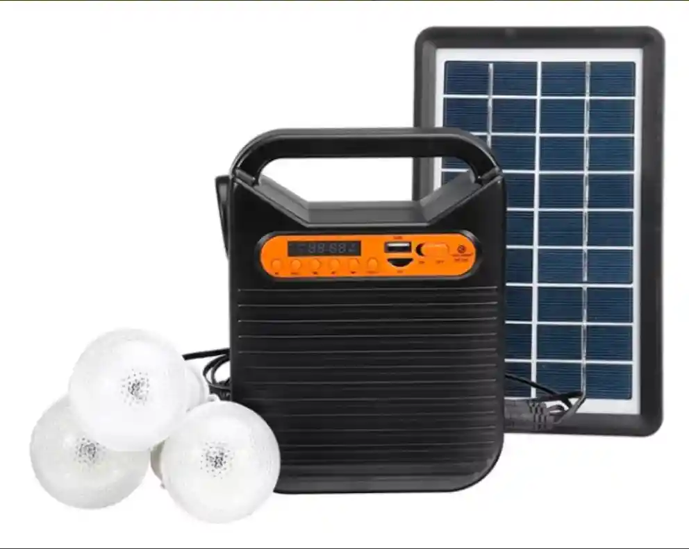 Kit Panel Solar Radio Bt Portatil + 3 Bombillos + Batería Tyn-395bt